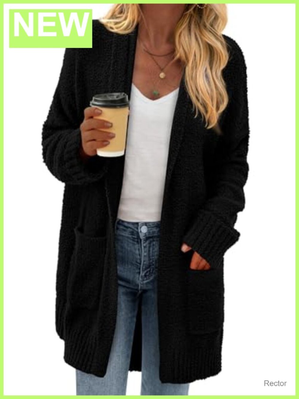 Chunky Fuzzy Knit Long Cardigan Open Front Oversized Sweater Coat